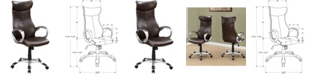 Monarch Specialties Leather Finish Office High Back Chair in  Brown